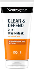 Neutrogena Clear & Defend 2-in-1 Wash & Mask 150ml - 1% Salicylic Acid Formula