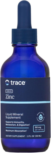 Front Image: Trace Minerals Ionic Zinc 50mg liquid drops bottle 59ml