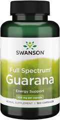 Swanson Guaranà 100 Capsule | 500 mg | Supporto Naturale all'Energia