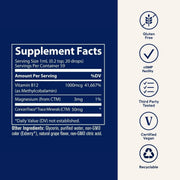 Supplement Facts Image: Trace Minerals Ionic B12 1000mcg supplement facts ingredients liquid bottle 59ml
