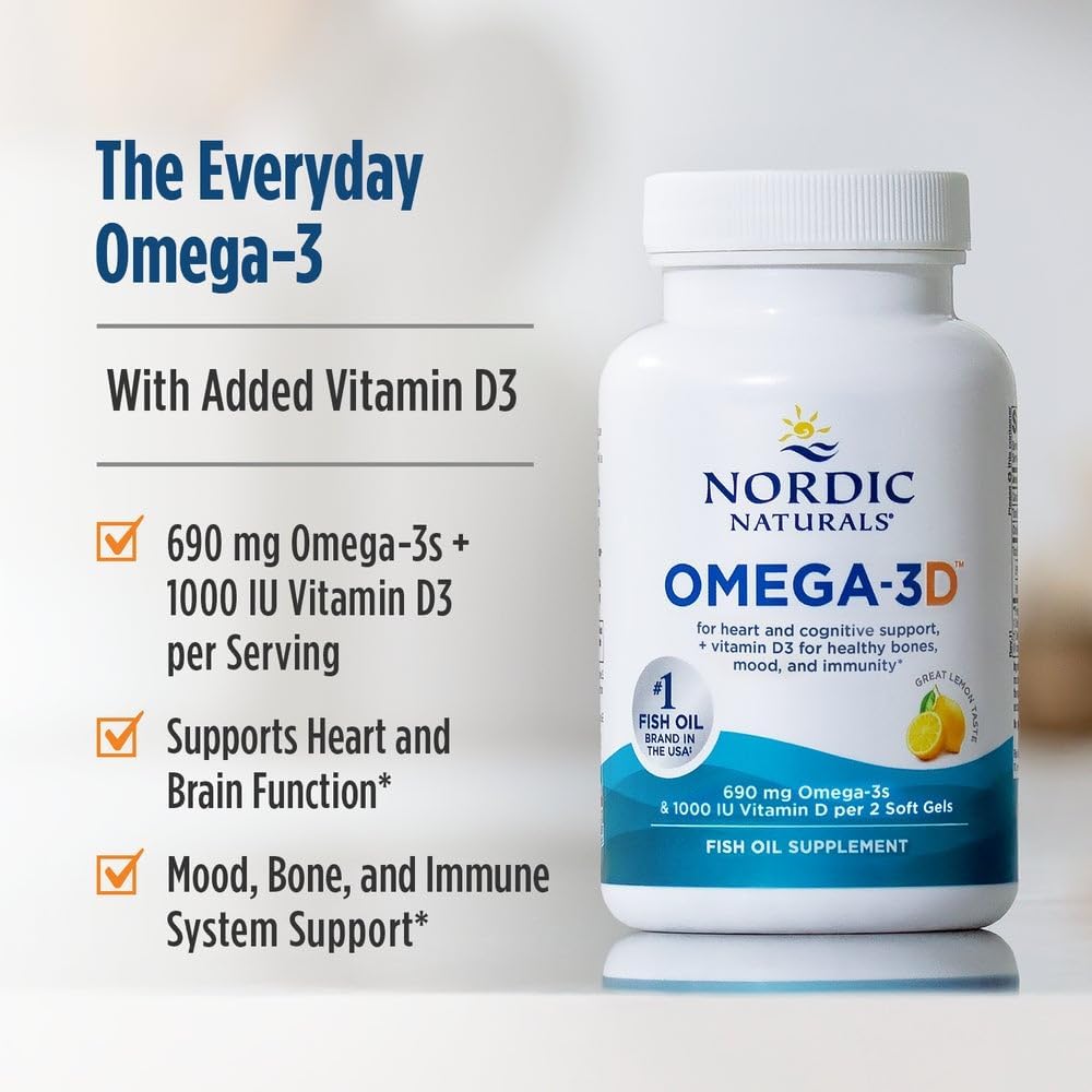 Nordic Naturals Omega-3D with Vitamin D3, Lemon - 120 Soft Gels