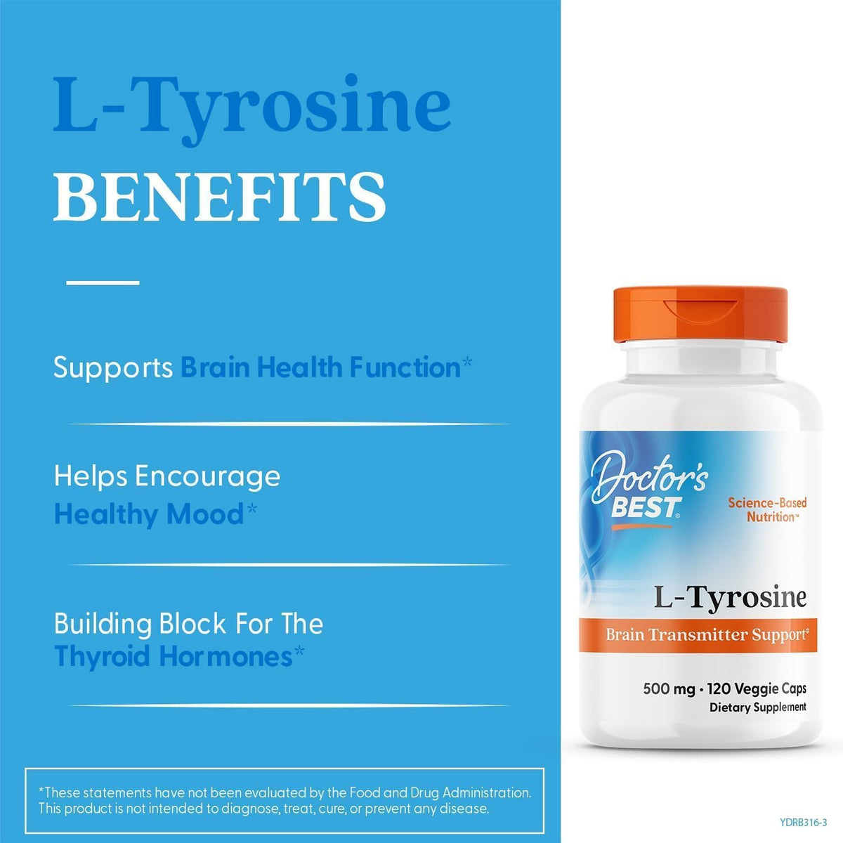 Doctor's Best L-Tirosina 500 mg - 120 Capsule Vegetali