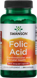 Swanson Folic Acid 800mcg 250 Capsules