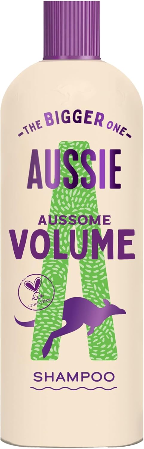 Aussie Aussome Volume Shampoo 600ml bottle with Australian white strawberry lightweight hair shampoo