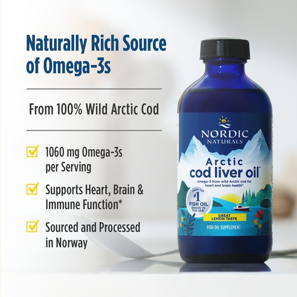 Nordic Naturals Olio di Fegato di Merluzzo Artico - Omega-3 1060mg + Vitamina A Liquido
