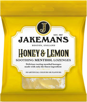Jakemans Honey & Lemon Soothing Menthol Lozenges, bag packaging, honey and lemon flavour, 73g