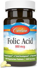 Carlson Compresse Vegetariane di Acido Folico 800 mcg - 300 Compresse