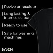 Dylon Wash & Dye Intense Black Powder Fabric Dye 350g used for clothing and household textiles