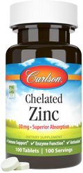 Carlson Chelated Zinc 30 mg Tablets - 100 Count