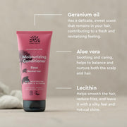 Urtekram Moisturising Rose Conditioner tube, rose scent, no flavour, 180ml, hair care use