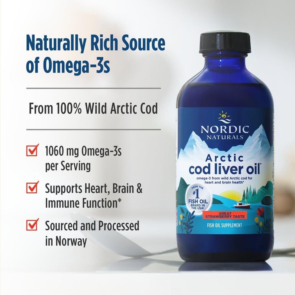 Nordic Naturals Olio di Fegato di Merluzzo Artico - Omega-3 1060mg + Vitamina A Liquido