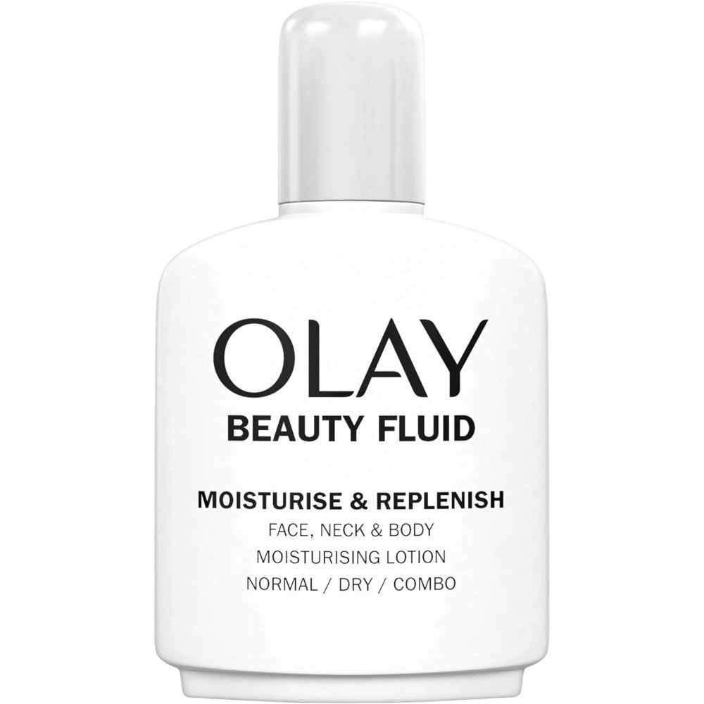 Olay Beauty Fluid Face, Neck & Body Moisturising Lotion 100ml bottle front packaging
