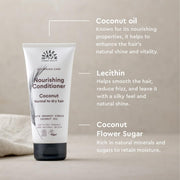 Urtekram Nourishing Coconut Conditioner tube, coconut scent, 180ml, hair care use