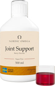 Nordic Omega Joint Support Collagen liquid bottle berry flavour sugar free 500ml with single dose