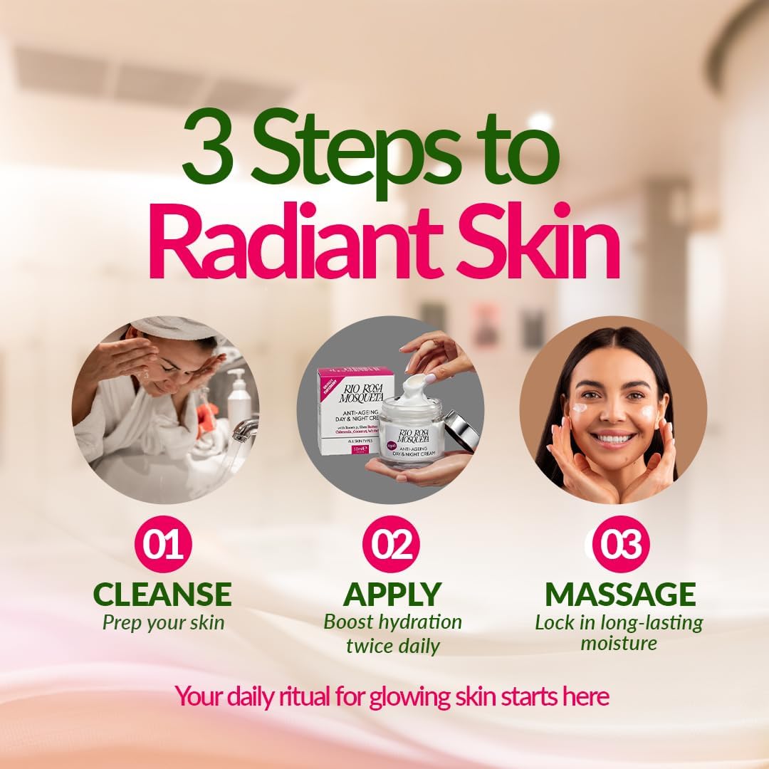 Rio Rosa Mosqueta Day & Night Cream application instructions facial moisturiser 50ml