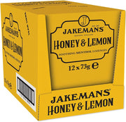 Jakemans Honey & Lemon Menthol Lozenges box packaging honey lemon flavour 12 x 73g front product image