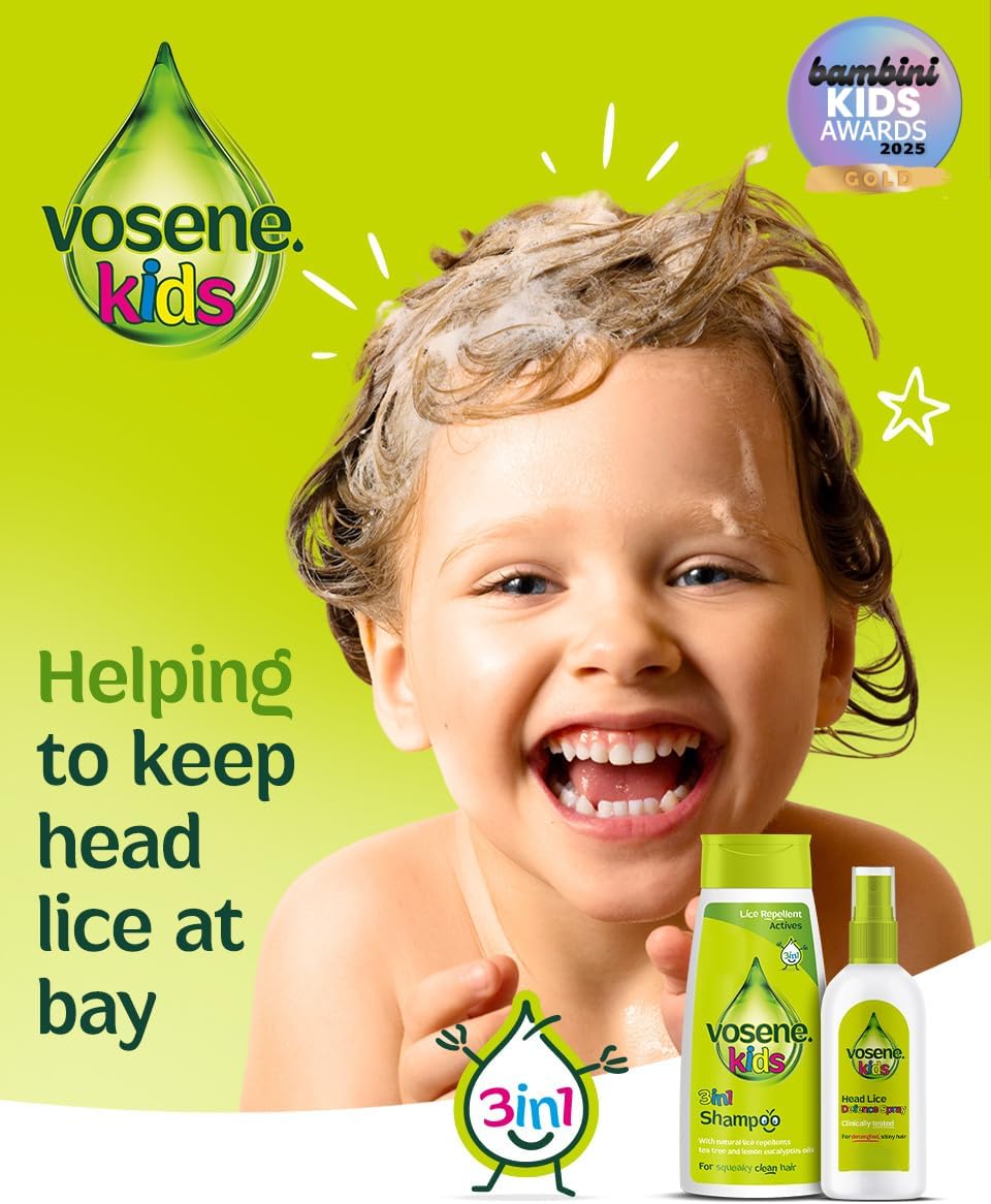 Vosene Kids 3 in 1 Shampoo Tea Tree Lemon Eucalyptus 200ml used for children's hair care