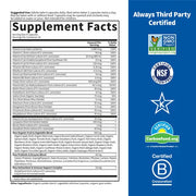 Label showing "Whole Food Multivitamin" and key nutrients supplement facts