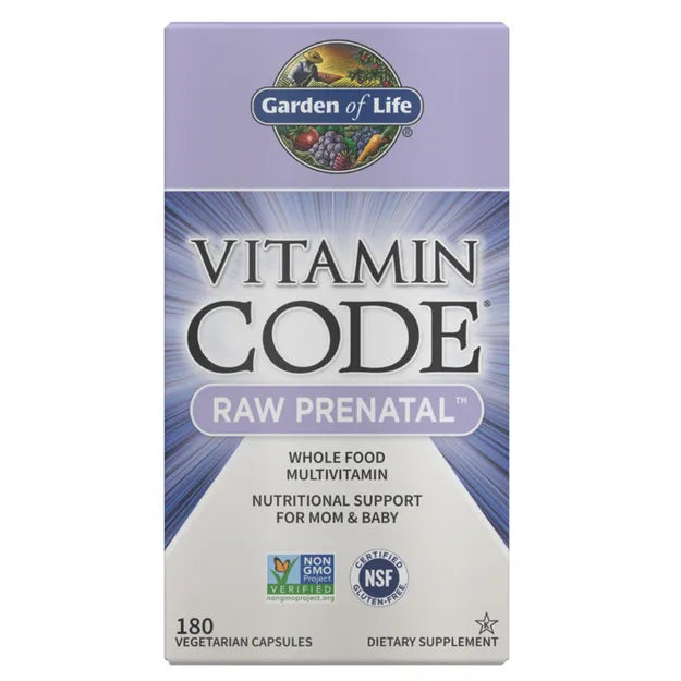 Garden of Life Vitamin Code Raw Prenatal Multivitamin box 180 vegan capsules