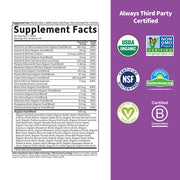 Garden of Life Organics Once Daily Whole Food Multivitamin Vegan Tablet for Women supplement facts
