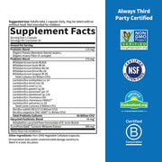 Supplement facts for Sport Probiotics with turmeric and prebiotics