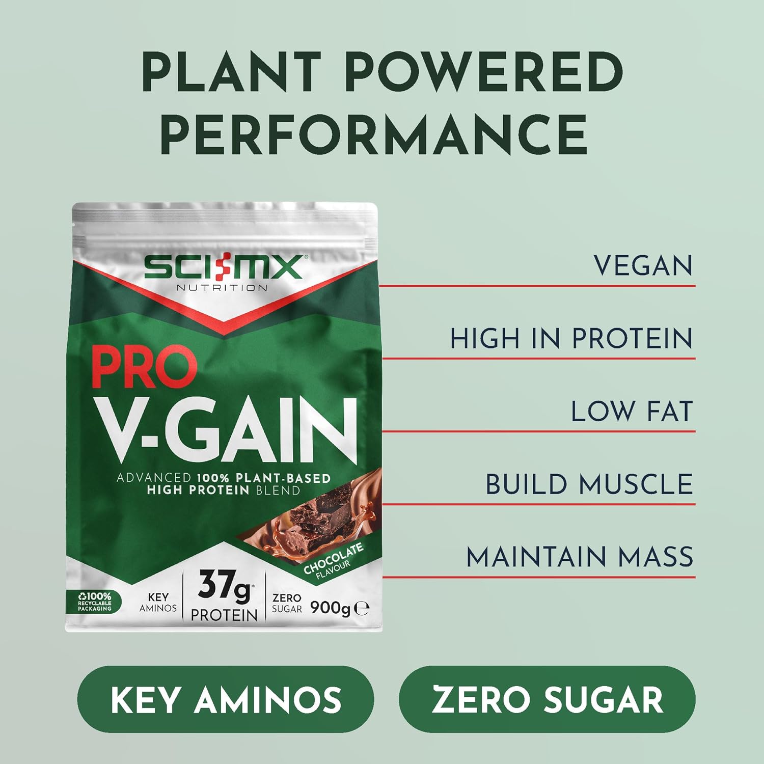 SCI-MX Nutrition Pro V-Gain Vegan Protein Powder Chocolate 2.2kg
