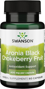 Swanson Aronia Black Chokeberry Fruit 400mg 60 Capsulessupplement bottle on a white background