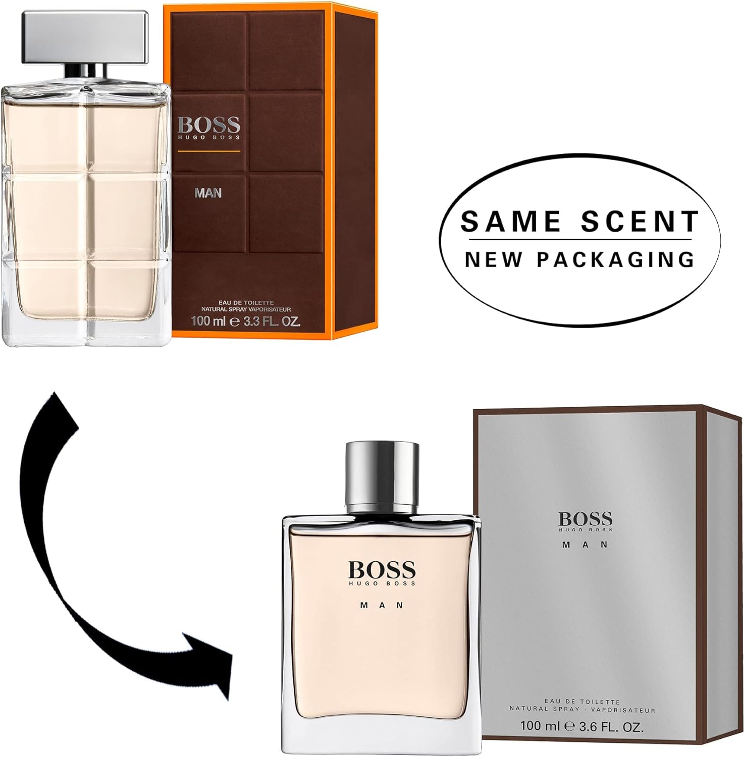 Hugo Boss BOSS Man Eau de Toilette 100ml. Old & new packaging.