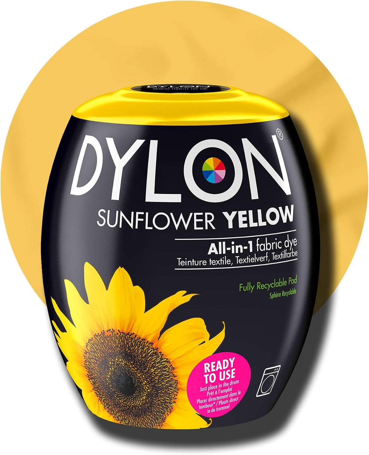Dylon Washing Machine All-in-1 Fabric Dye Pod Sunflower Yellow 350g