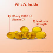 Jarrow Formulas vitamin d3 5000 IU 125mcg softgels daily supplement use 100 count