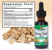 Nature’s Answer Dong Quai Root Extract alcohol-free 30ml supplement facts back label