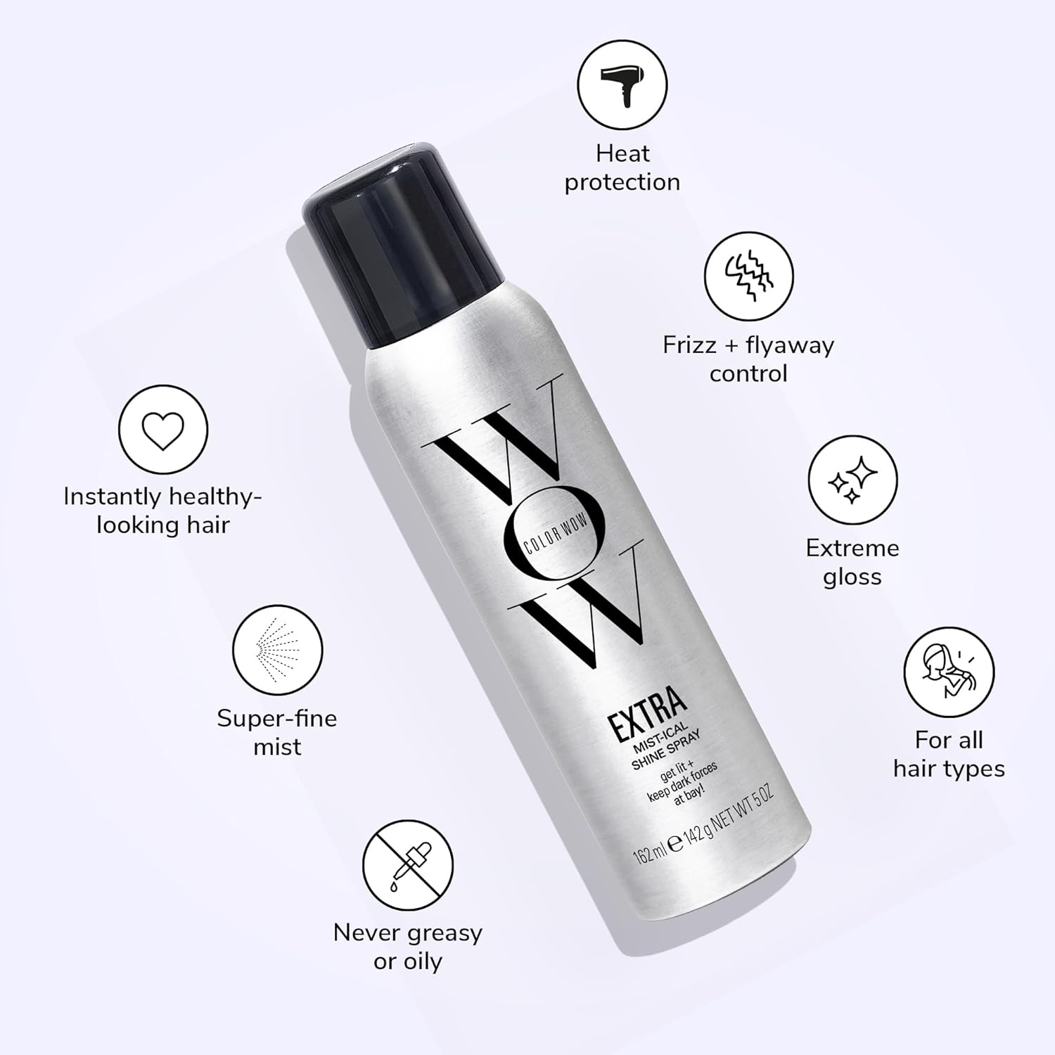 Color Wow Extra Mist-ical Shine Spray - for Intense Hair Gloss - 162ml