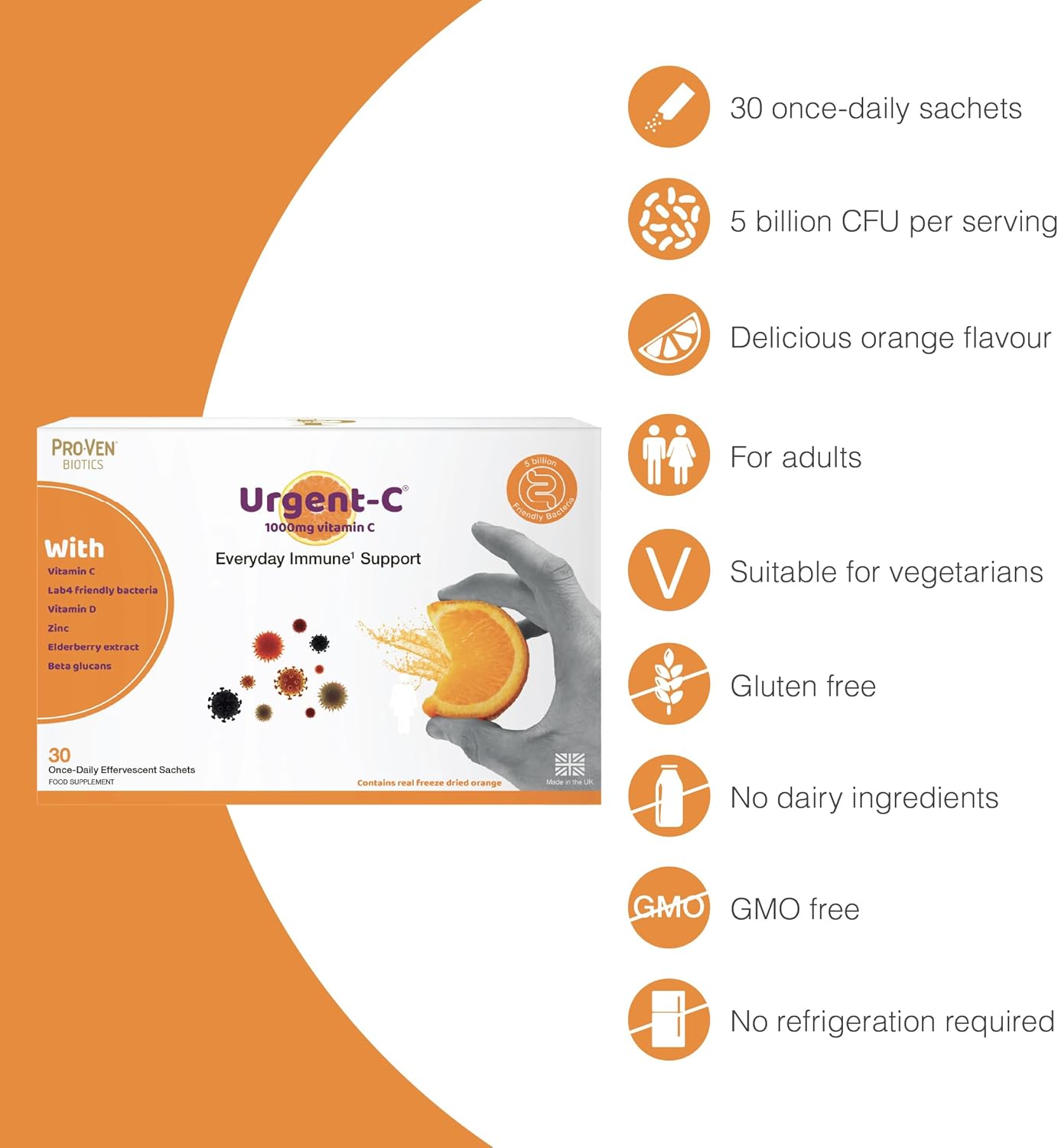 ProVen Probiotics Urgent-C Everyday Immune Support Sachets - 30 Count