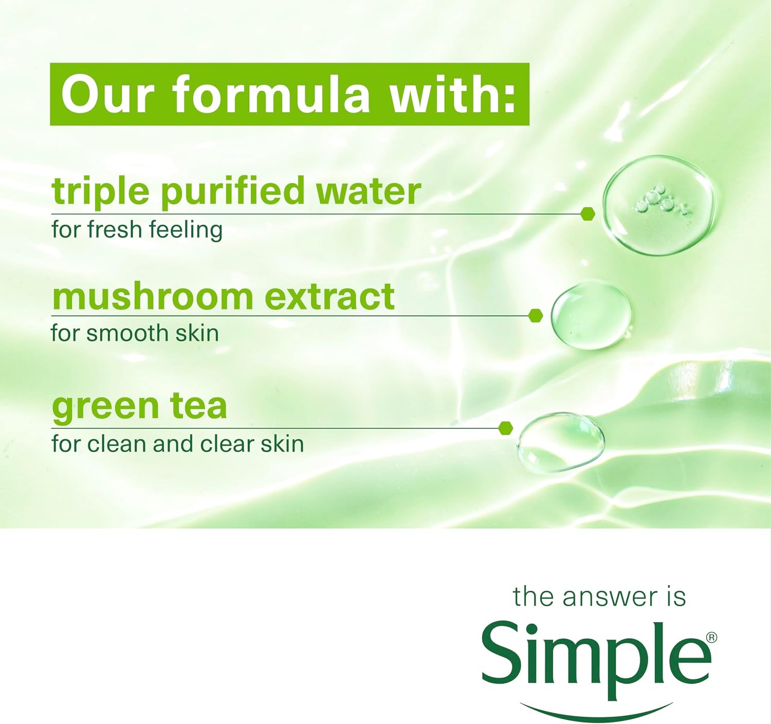 Simple Kind to Skin Age Resisting Cleansing Wipes, resealable pack packaging, unscented, 20 wipes, ingredients information