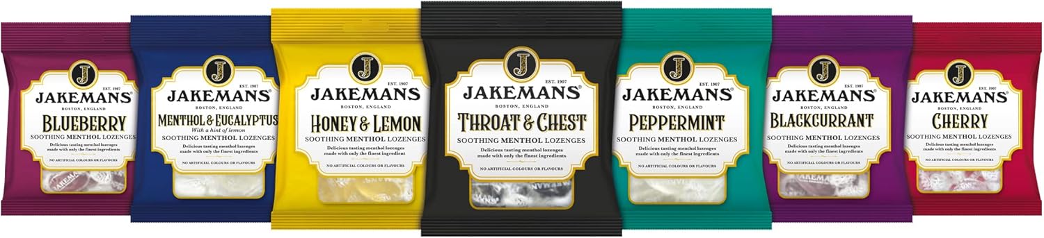 Jakemans Menthol & Eucalyptus Soothing Menthol Lozenges 12 x 73g & other variants