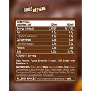Grenade Fudge Brownie high protein shake chocolate flavour ready to drink 330ml 8 pack ingredients and nutrition