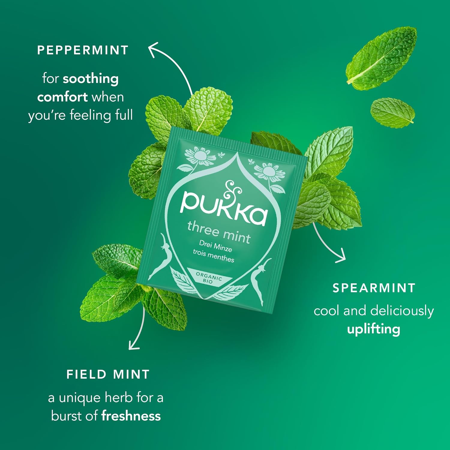 Pukka Organic Three Mint Herbal Tea 32g - 20 Sachets