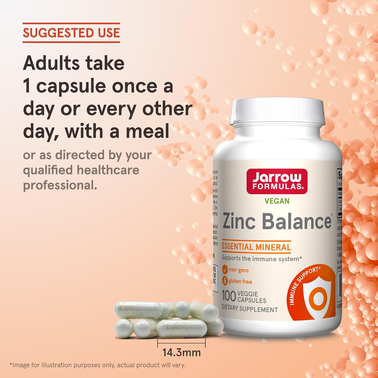 Jarrow Formulas Zinc Balance 15mg with copper veggie capsules usage instructions 100 count