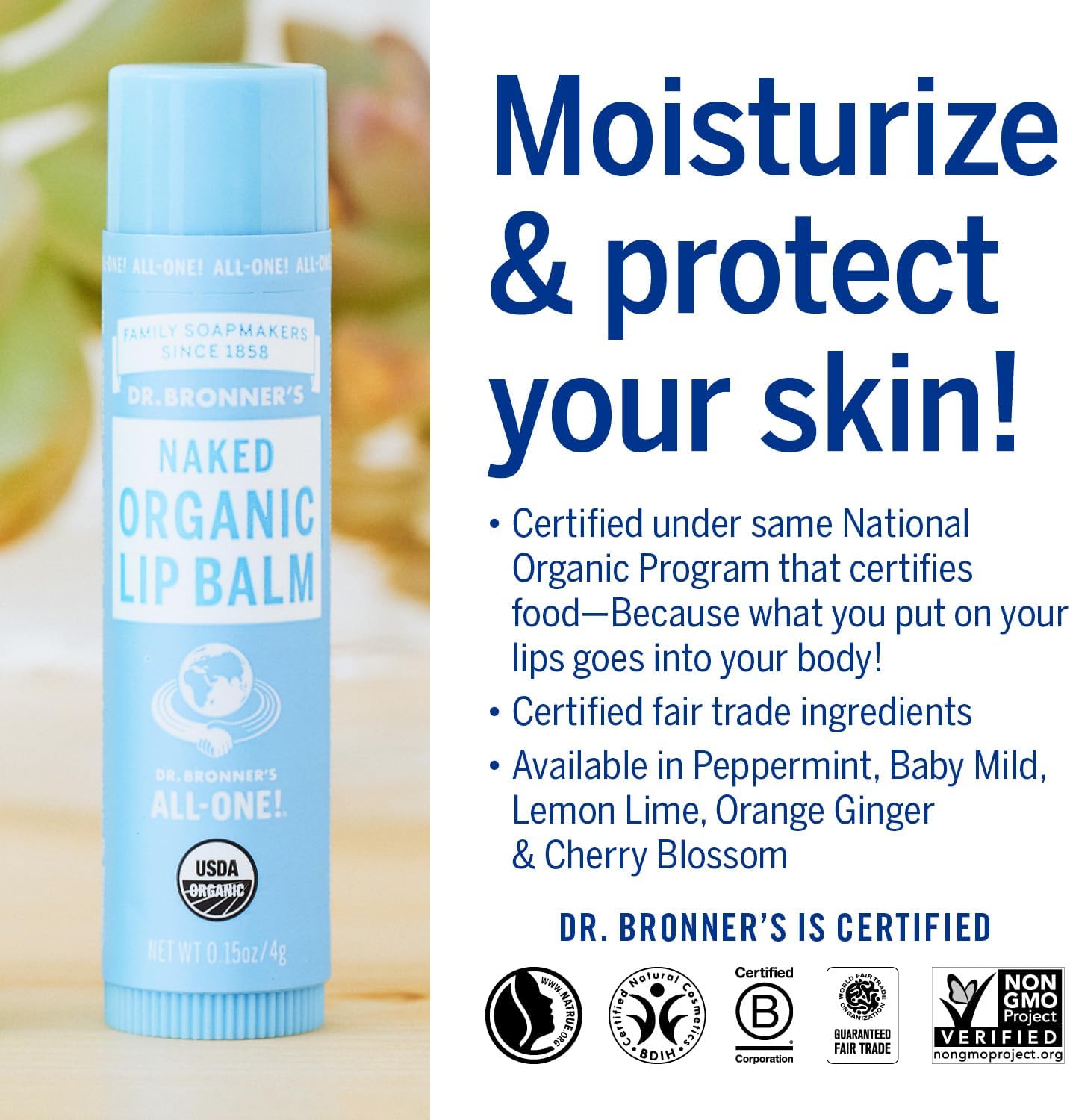 Dr. Bronner's Baby-Mild Organic Lip Balm ingredient information 4g
