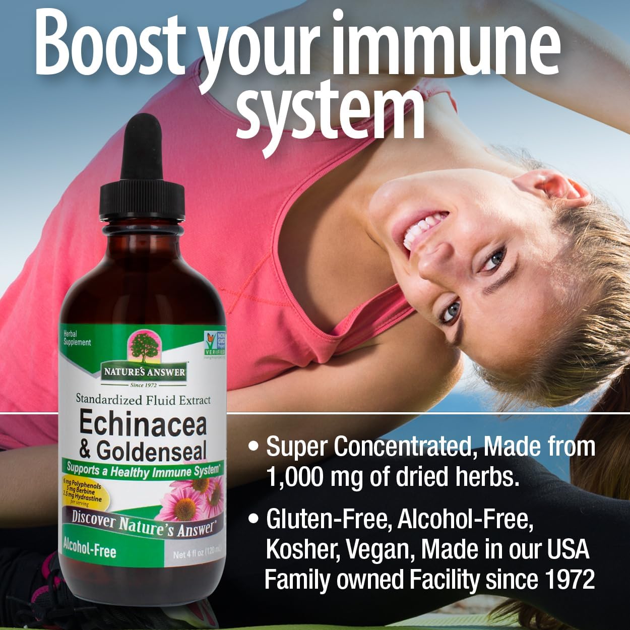 Nature’s Answer Echinacea & Goldenseal Alcohol-Free Herbal Extract 120ml