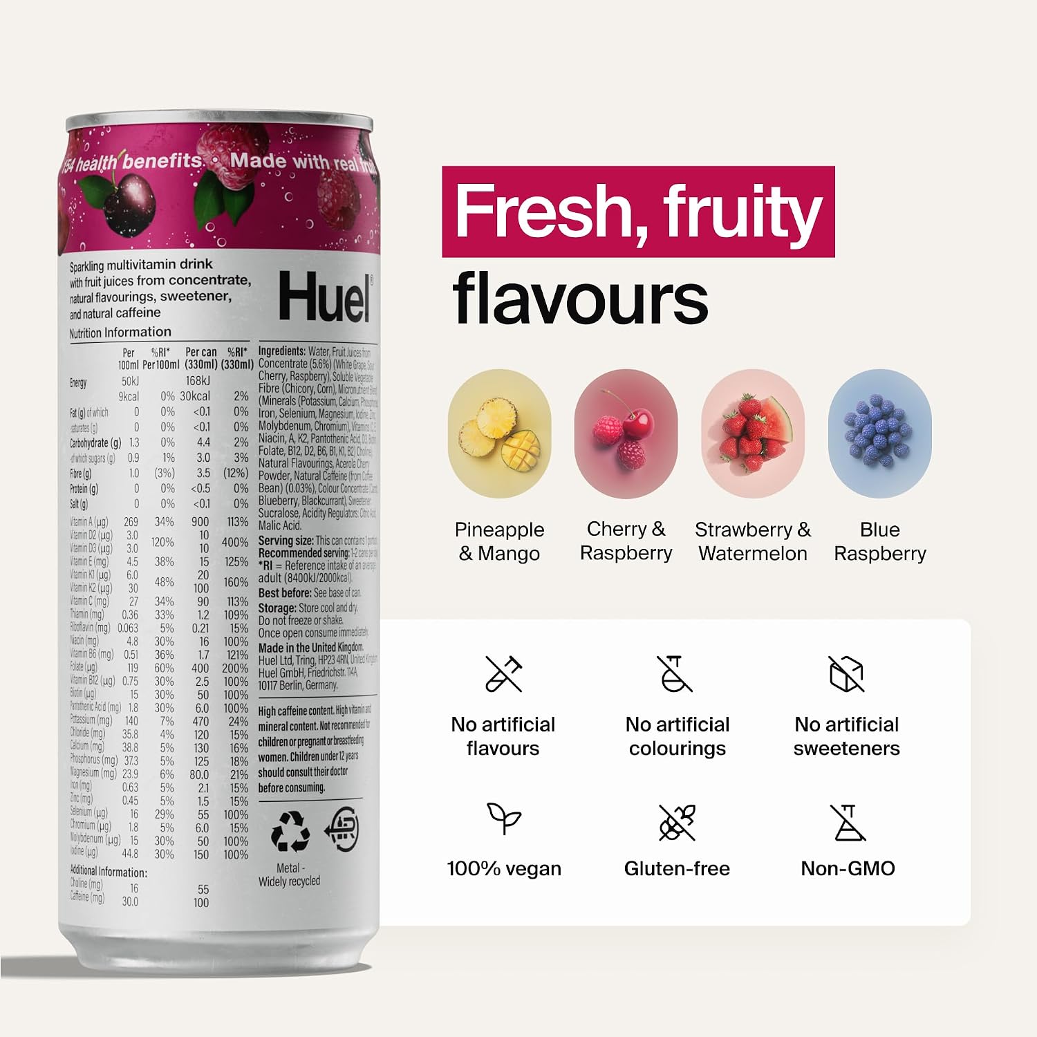 Huel Cherry & Raspberry Daily A-Z Vitamins Drink 12 x 330ml & other flavours