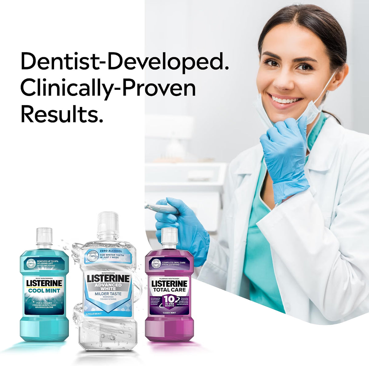 Listerine Advanced White Milder Taste Mouthwash zero alcohol oral rinse bottle 500ml oral care use & other variants