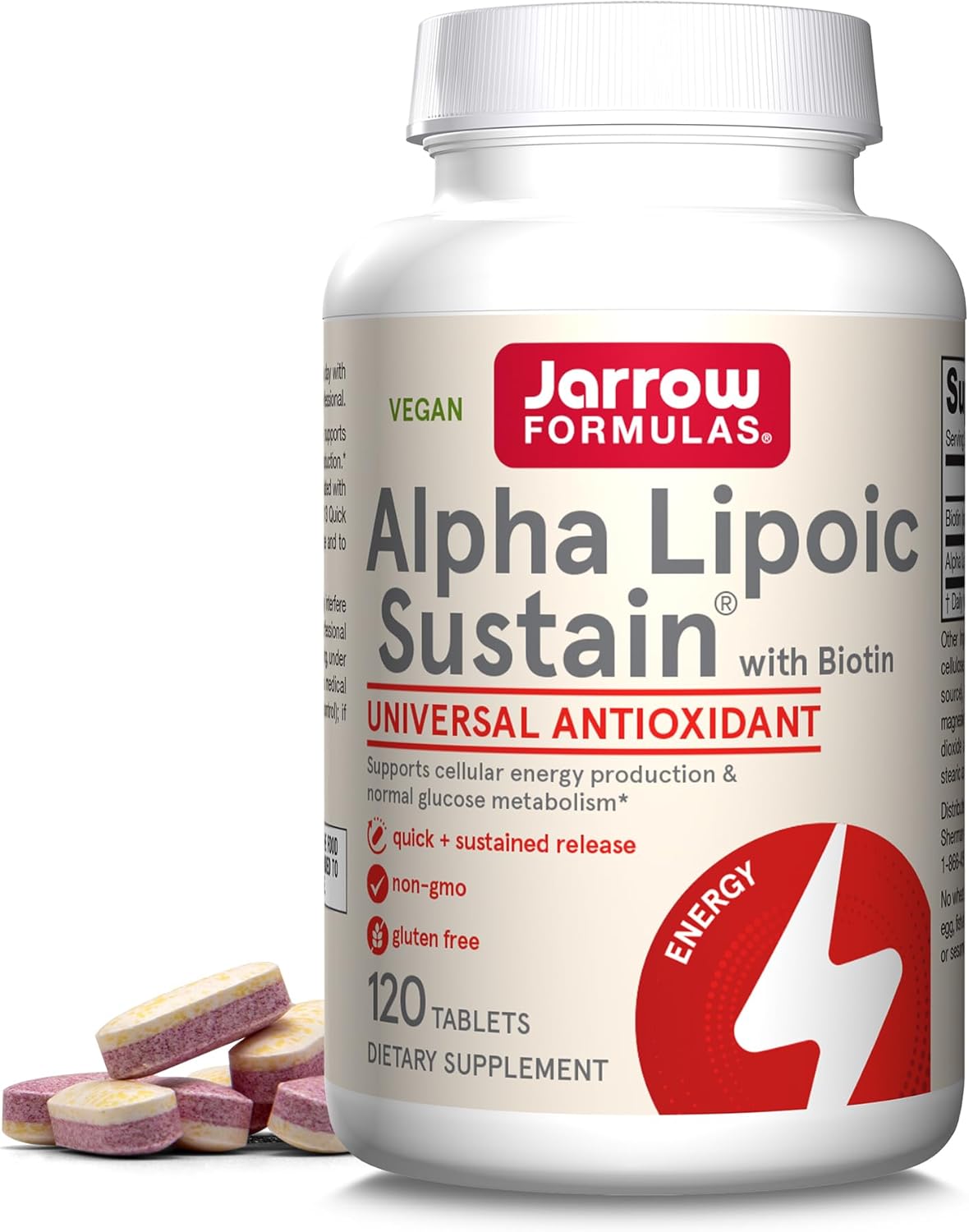 Front Image: Jarrow Formulas Alpha Lipoic Sustain 300mg 120 tablets front packaging bottle