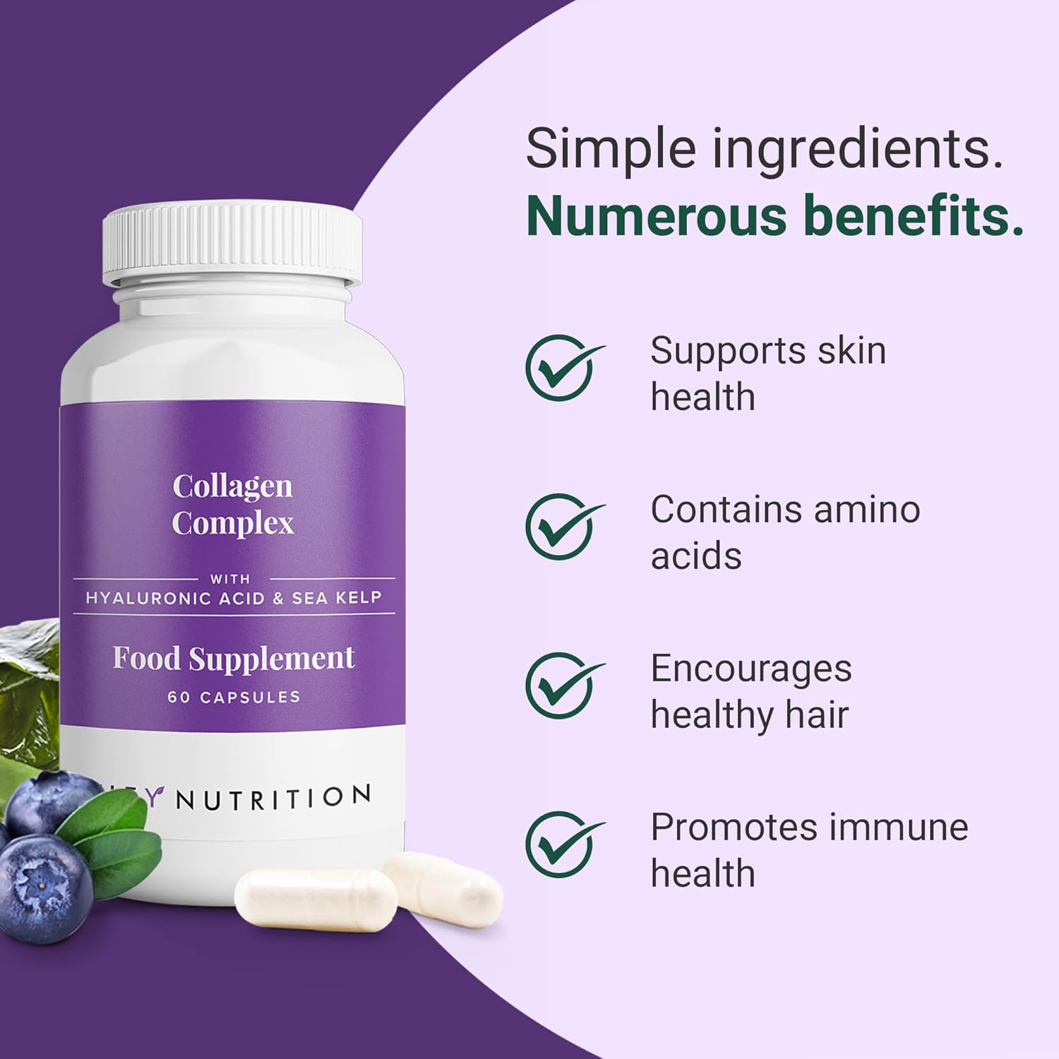 Hey Nutrition Collagen Complex, Biotin & Vitamin C - 60 Capsules