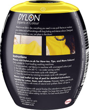 Dylon All-in-1 Washing Machine Fabric Dye Pod Sunflower Yellow 350g ingredients information packaging