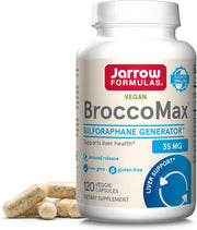 Front Image: Jarrow Formulas BroccoMax sulforaphane 35mg veggie capsules bottle 120 count