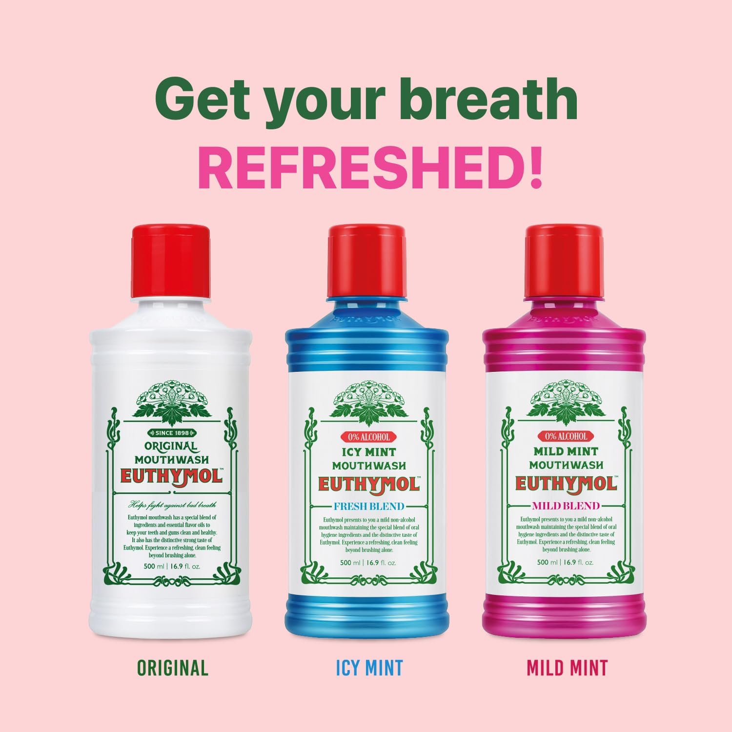 Euthymol Mouthwash Mild Mint Fluoride & Alcohol-Free – 500ml