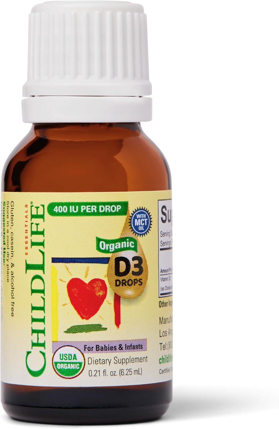 ChildLife Essentials Organic Vitamin D3 Drops liquid bottle 6.25ml 400 IU per drop