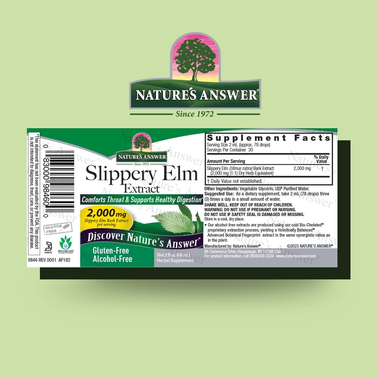 Nature’s Answer Slippery Elm Alcohol-Free Liquid Extract 60ml barcode image
