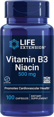 Life Extension Vitamin B3 Niacin 500mg 100 capsules